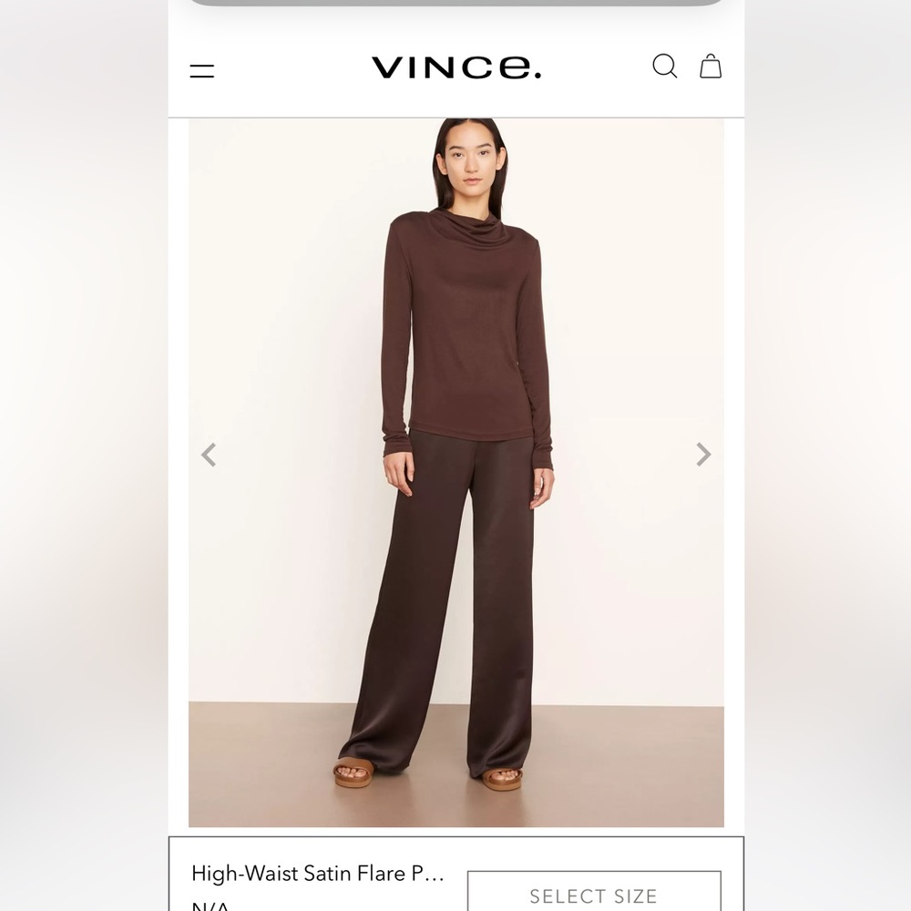 Vince High-Waist Satin Flare Pant